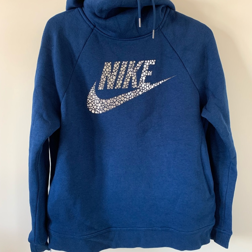 NIKE Funnel Neck Hoodie in Royal Blue